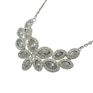 Auth SWAROVSKI - Silver Clear Dark Gray Swarovski Crystal Necklace